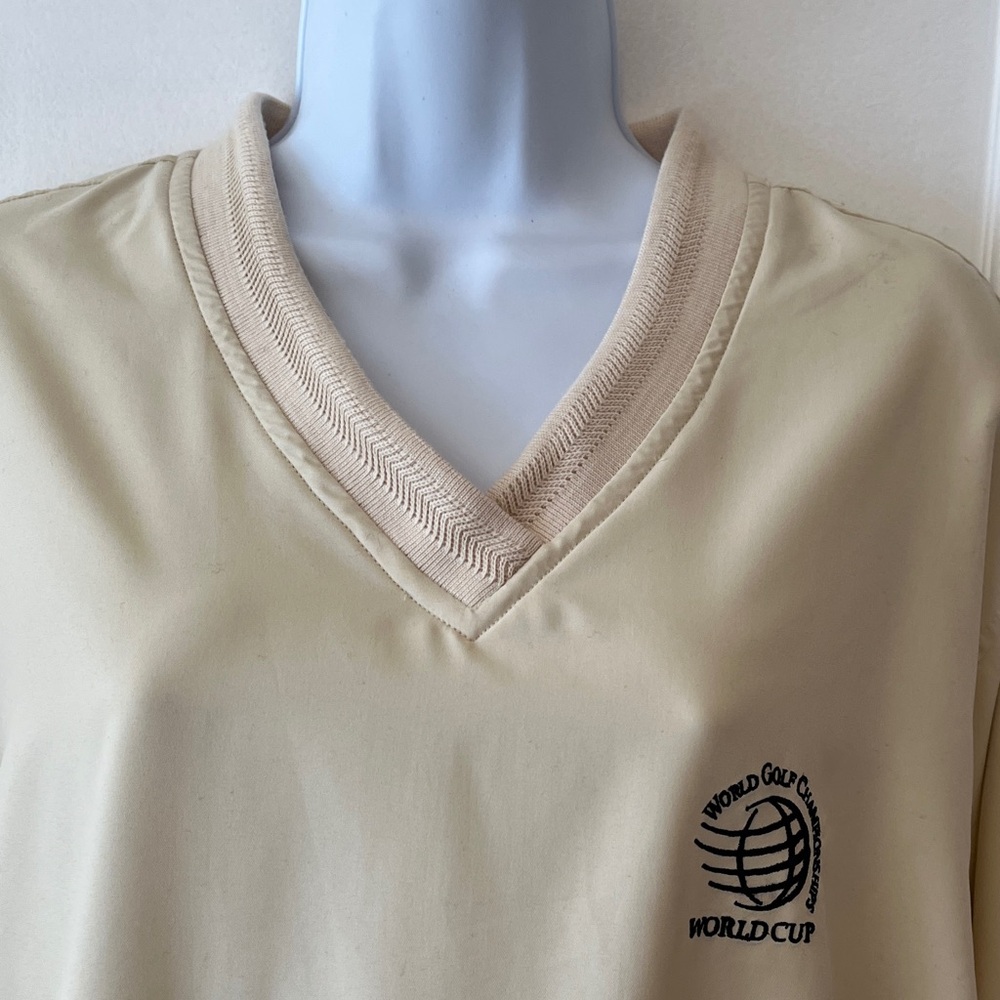 PGA‎ Tour Windbreaker Pullover Top Women's M World Cup Kiawah V-Neck Beige Golf - Picture 3 of 16
